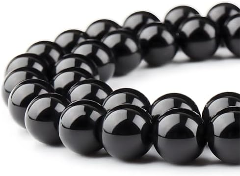 HAAMIIQII 30pcs 12mm Natural Black Onyx Stone Beads Round Loose Gemstone Beads for Jewelry Making Strand 15 Inch