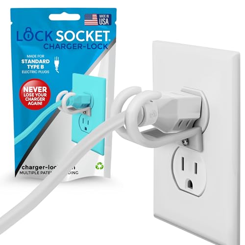 Lock Socket 3 Prong Outlet Lock (White) | Anti Theft Lock to Secure Three Pronged Plugs to the Outlet | an Innovative Way to Prevent Cords Unplugging|Child-Safe with Security Screw |Made in USA