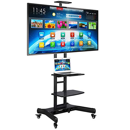 Yaheetech Mobile TV Stand on Wheels with 3-Tier Shelves, Height Adjustable Rolling TV Trolley Cart for 32 to 75 inch LCD/LED Flat Screens, Up to 50kg, Max.VESA 600(w) mmx400(h) mm