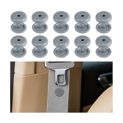 Ywdiml 10 Sets Car Seat Belt Button Stop, Snap-On Vehicle Safety Seatbelt Stopper Kit from Sliding Down, Automotive Seat Belt Buckle Button Prevent Accessories, Universal for SUV Truck Sedan (Gray)