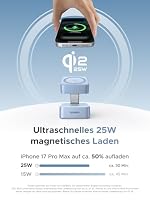 UGREEN MagFlow Qi2 25W 2 in 1 iPhone faltbare Ladestation mit Magsafe | 70° neigbar und reisefreundlich, kabelloses Ladegerät, Qi2 zertifziert, kompatibel mit iPhone 17/16, Airpods, mit 1m Kabel – Ansicht 2
