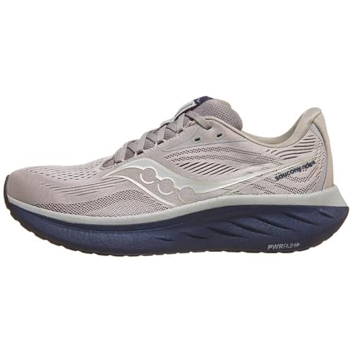 Saucony Men's Ride 18 Sneaker, Dove/Navy, 10.5
