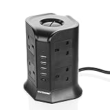 SAFEMORE 8 Gang Switched Extension Leads with 4 USB Charge Ports Power Strip 8 W...