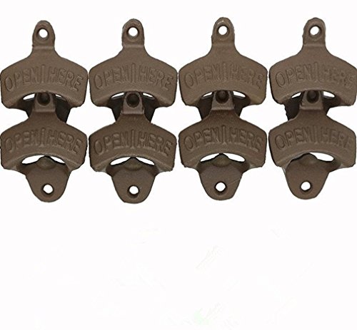 LABABE Set von 20,3 cm Open Here "Gusseisen Wandhalterung Flaschenöffner Vintage Look Replica Set of 8 Open Here