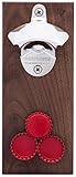 Dropcatch Magnetic Bottle Opener | Beer Cap Catcher | Wall Mount Beer Opener with Auto Catch Function | Install magnetically or Wall Mounted | Walnut Finish | Porter - Holds Up to 70 Caps
