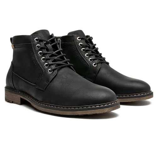 CLOWSE Men's Casual Ankle Boots with Zipper and Lace Up, Black, 8 by CLOWSE - Used condition - Image 6