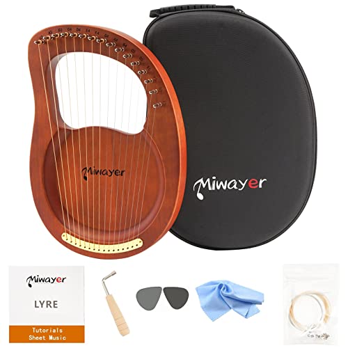 Miwayer Lyre Harp 16 Strings Musical Instrument Solid Mahogany Body Harp Professional Stringed Instrument With Accessories And Bag (Brown 16 Strings Harp) #TOP19