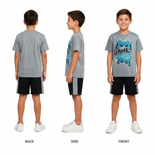 Image of Pro Athlete Active Boys Short Sets - 2 Piece Performance Crewneck Short Sleeve T-Shirt and Shorts Boys Athletic Sets (8-16)