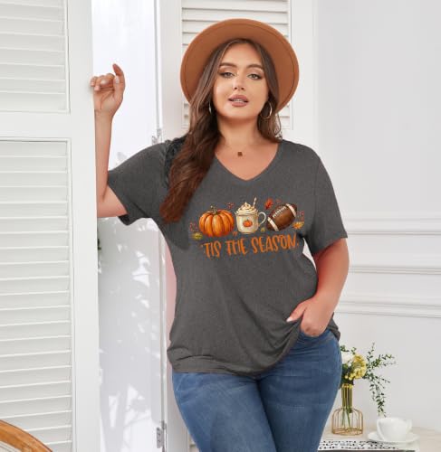Image of ForHailey Women's Plus Size V Neck Tops Summer Short Sleeve T Shirt