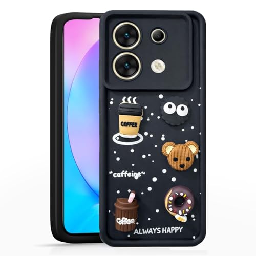 Image of Bintage Cute Fun Taddy| 3D Ball Bear| Donut| Coffee Rubber Case Full Body & Camera Protection Back Cover Compatible for Infinix Zero 30 5G - Black