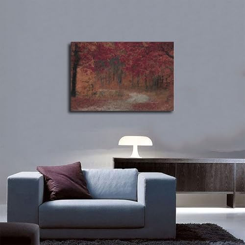Impression toile forêt d'automne rustique 40x60 cm décor rétro maison