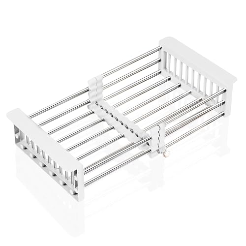 Image of Plantex Stainless Steel & ABS Plastic Sink Drainer Basket /Vegetable Washing Sink Basket Strainer /Kitchen Accessories Items for Home - Pack of 1 (White)