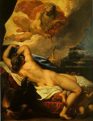 Peinture à l'huile Jove and Semele Sebastiano Ricci habiller un grand mur vide 30x36