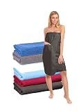 Interkontakt Saunakilt Damen 80x140cm mit 3-stufigem Druckknopfverschluss - passend bis Konfektionsgröße 44 - Handtuchkleid Damen aus 100% Baumwolle OEKO-TEX® Zertifiziert - Saunatuch Damen Braun