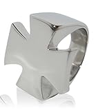 Farbe: Silber (wie Bilder); Ring Massiv Edelstahl Eisernes Kreuz Ringe Iron Cross Ritterkreuz Biker Rocker Silberweiß Silber-Optik Vintage Stainless Steel Damen/Herren (63 (20.1))