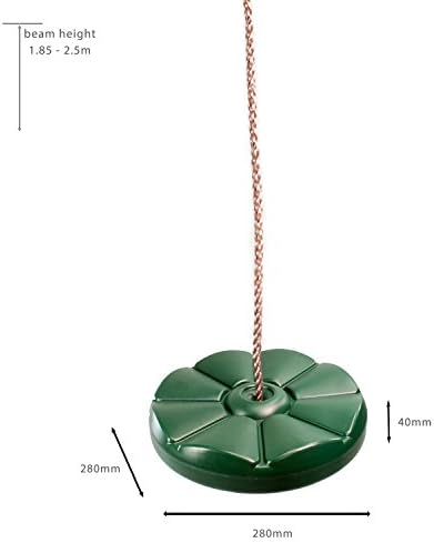 Garden Games Green Monkey Button Disc or Disk Swing Seat with Adjustable Silky Weatherproof Rope