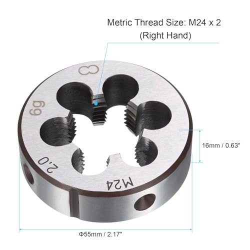 QUARKZMAN Runde Gewindeschneidkluppe M24 x 2 Metrisches Gewinde Rechtsschneidendes Schneideisen, Legierter Werkzeugstahl Gewindereparaturwerkzeug