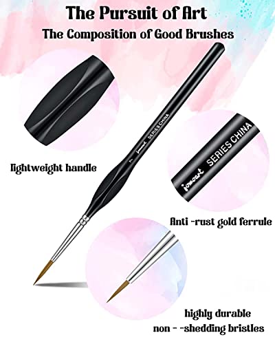 11Pcs Fine Detail Paint Brush Miniature Painting Brushes Kit Mini Paints Brush Set For Acrylic, Watercolor, Oil, Face, Nail, Scale Model Painting, Line Drawing(Black) #TOP2