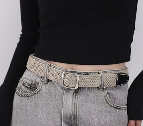 3 pcs Elastic Stretch Woven Belt with Classical Colors for Jeans Braided Belt for Golf Casual Pants Wide1.3Inch3