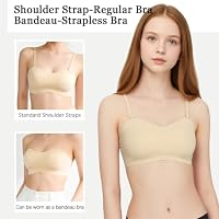 Mädchen Training BH Sport-BH 3er-Pack Bügellose Nahtloser Bandeau Unterwäsche Tanzballett Unsichtbares mit wandelbaren Trägern für 10-12 Jahre Teenager – Ansicht 3