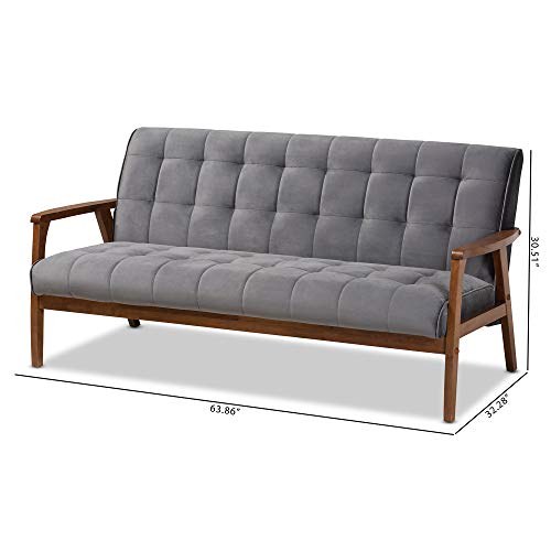 Baxton Studio Sofas, One Size, Grey/Walnut #TOP15