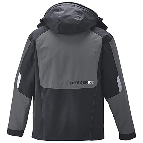 Striker Men's Climate Durable Windproof Water-Resistant Insulated Outdoor Ice Fishing Jacket With Removable Hood & Sureflote Flotation Technology, Black/Gray, 3X-Large #TOP2