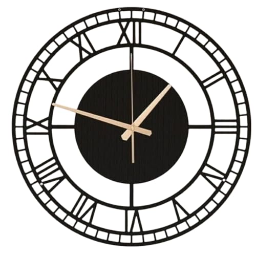 Image of Stylish Metal Wall Clock for Living Room, Bedroom, Office, Kitchen, Home and Hall | Antique Fancy Big Size Modern Wall Watch for Home Decor (DA-42, 40 CM)