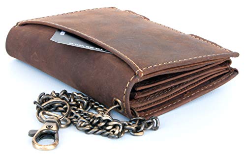 Born to be Wild Men's Natural Genuine Leather Wallet with Metal Chain with Scorpion2