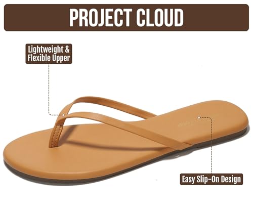 Image of Project Cloud Flip Flops for Women Footwear- Lightweight and Memory Foam Insole Sandals for Women 2026 - Durable Non-Slip Beach Essentials Flats for Women Sandals (Foundations)