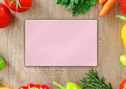 Clear Glass Chopping Board with Pastel Pink Print - Size 30cm x 20cm - Non Slip Glass Worktop Savers for Kitchen - Great Worktop Protector for Any Food prep