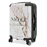 Mármol personalizado nombre inicial maleta TSA bloqueo con 4 ruedas giratorias