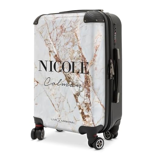 Mármol personalizado nombre inicial maleta TSA bloqueo con 4 ruedas giratorias