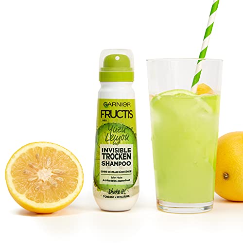 Foto von Garnier Trockenshampoo, Invisible, gegen platte, fettige Haare mit Volumen-Boost, frischer Zitrusduft, Yuzu Lemon, Fructis, 100 ml