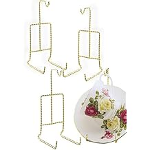 Twisted Gold Tea Cup and Saucer Holder - Set of 4 Brass Stands Display for Collectible Teacups and Saucers - Fine China - 6.5"H