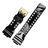 Cinturino in silicone compatibile con Casio G-Shock GA-100/110/120/150/200/300 400 700 GD-100/110/120 G-8900 GLS-100 Sport Strap Bracelet(Black Glossy gold)