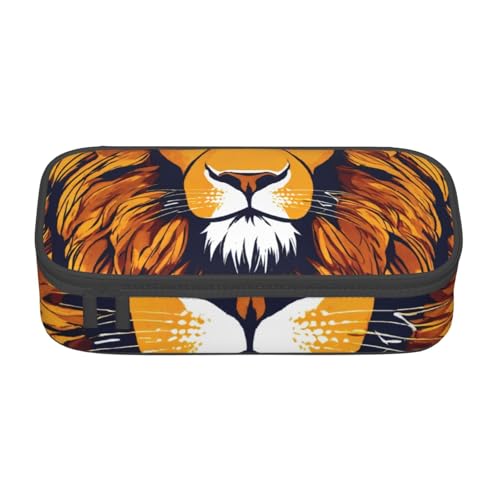 Jkkghll Cool Lion Print - Estuche escolar con diseño de león de 8.3 x 2 x 3.7 pulgadas, bolsa de almacenamiento multifuncional para estudiantes, Black, Talla única