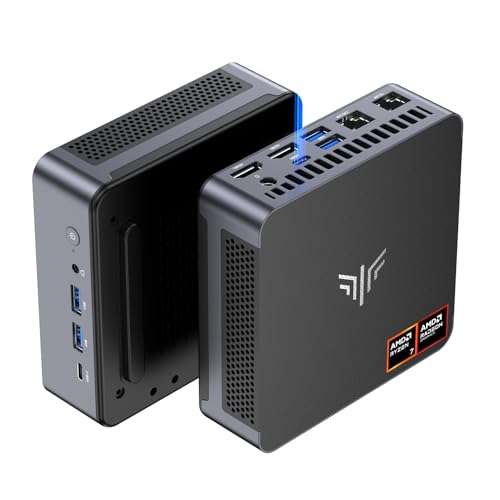 NiPoGi Mini PC AM21 Ryzen 7 8745HS (8 núcleos/16 núcleos/Zen4, hasta 4,9 GHz), 32GB (2 x 16GB), DDR5, SSD de 1 TB, con W11 Pro, Radeon 780M, Pantalla cuádruple 4K, Wi-Fi 6, LAN Dual para Oficina