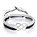 Rinhoo Handmade Key and Lock Lovers Braided Bracelet With Prince And Princess Letter Jewelry Set (Infinity(Black+White))