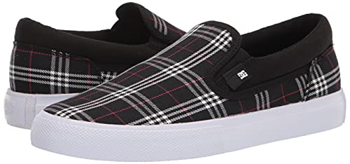 Dc Women's Manual Slip-On Txse Skate Shoe, Black/Plaid, 5.5 #TOP6