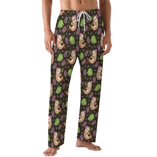 Cute Sloth Comfy Pajama Pants Adjustable Sleepwear Beach Pants for Men