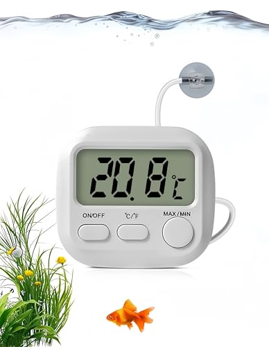 Korekaou 水槽 温度計 水温計 デジタル 高精度 -30℃～110℃測定可能 最高・最低温度メモリ機能付き 1m外部センサー・シール・マグネット・単4電池付属 (1個)