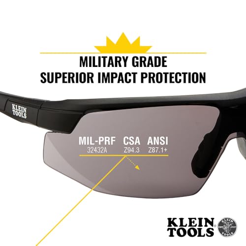 KLEIN TOOLS 60160 Safety Glasses, PPE Protective Eyewear with Semi Frame, Scratch Resistant and Anti-Fog, Gray Lens by KLEIN TOOLS - Image 2