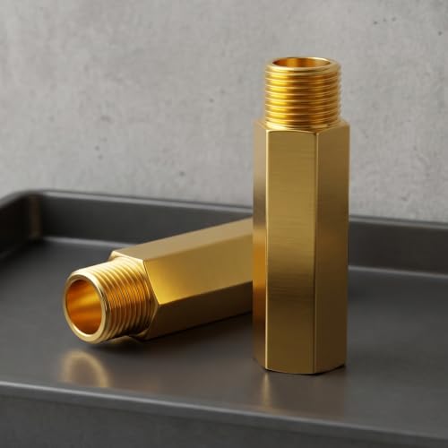 GASHER 2PCS 80mm Extension Brass Pipe Fitting, 1/2" NPT Female to 1/2" NPT Male Pipe Hex Bushing Adapter Converter Adapter by GASHER - Used condition - Image 9