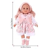 deAO Zestaw do zabawy dla lalek, zestaw ubrań dla lalki o wysokości 36 cm, zawierający 3 stroje i akcesoria do czesania i układania włosów, lalka z długimi różowymi włosami dla dzieci