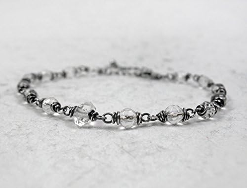 Herkimer Diamond Bracelet, Crystal Quartz Bracelet, April Birthstone