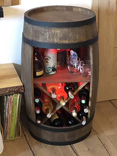 Fass-Bar Weeco mit Fachböden, Weinregalen und LED-Beleuchtung