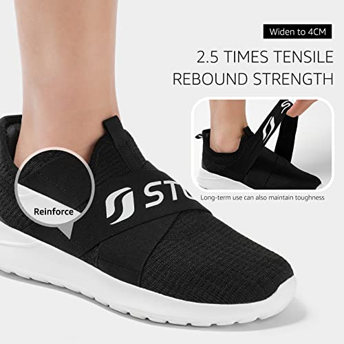 Stq Tennis Shoes Women Slip On Walking Sneakers Memory Foam No Lace Workout Gym Shoes, Black White, 7 Us #TOP2