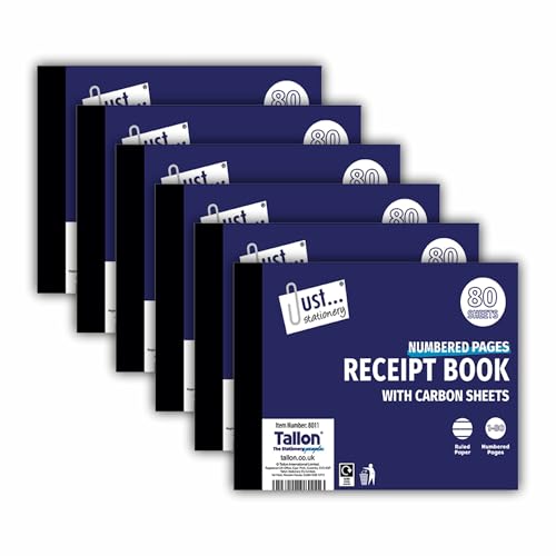 JMS we create smile [Set of 6] Professional Half Size Receipt Books 80 Page Invoice Pads with Carbon Sheet (Half Size Receipt Book)