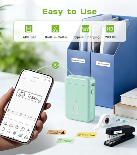 Image of ORGBRO Label Maker, Bluetooth Label Maker Machine with Tape, X1-Green | Thermal Label Printer for Home, Office, School Organization, Fits Pre-Cut & Continuous Labeler, Sticker Maker, Green