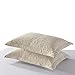 MarCielo 2-Piece Embroidered Pillow Shams, Queen Size Decorative Microfiber Pillow Shams Set, Standard Size Beige